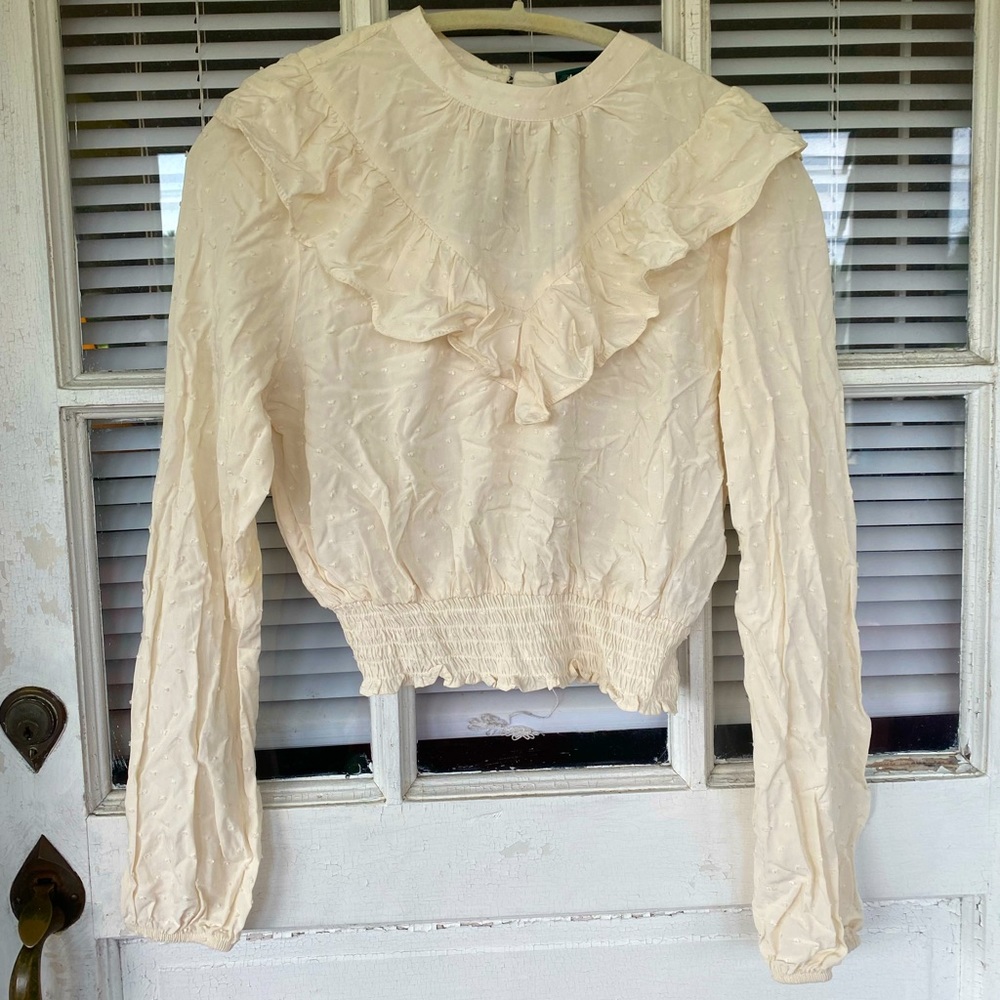 cream long sleeve blouse